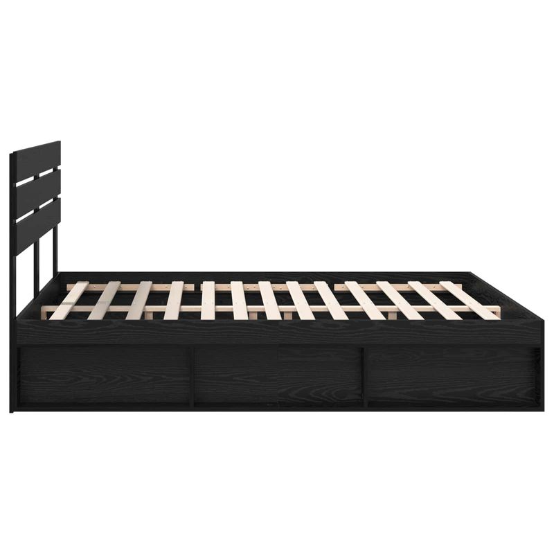 Casa si Gradina - Mobilier - Paturi si accesorii - Paturi - Cadru de pat cu headboard Negru 200 x 200 cm Lemn de pin masiv - Infinity.ro