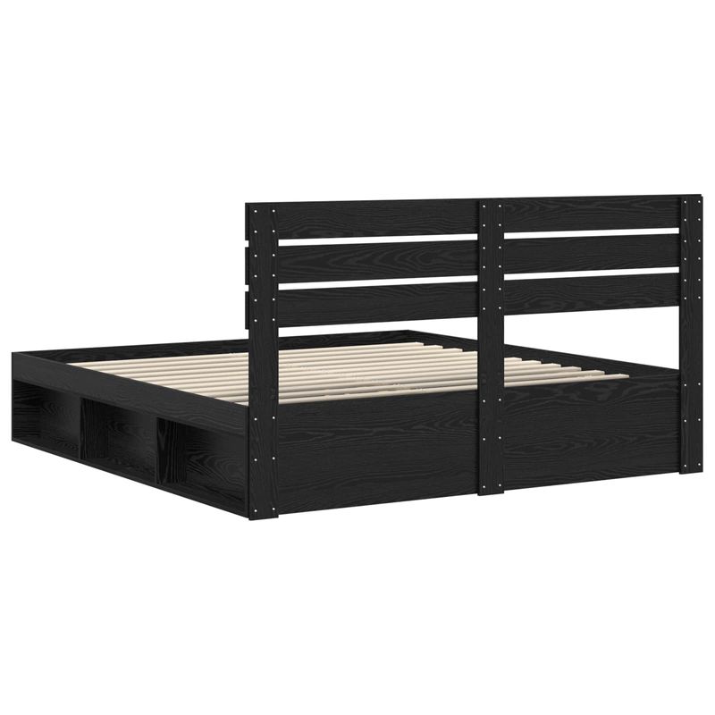 Casa si Gradina - Mobilier - Paturi si accesorii - Paturi - Cadru de pat cu headboard Negru 200 x 200 cm Lemn de pin masiv - Infinity.ro