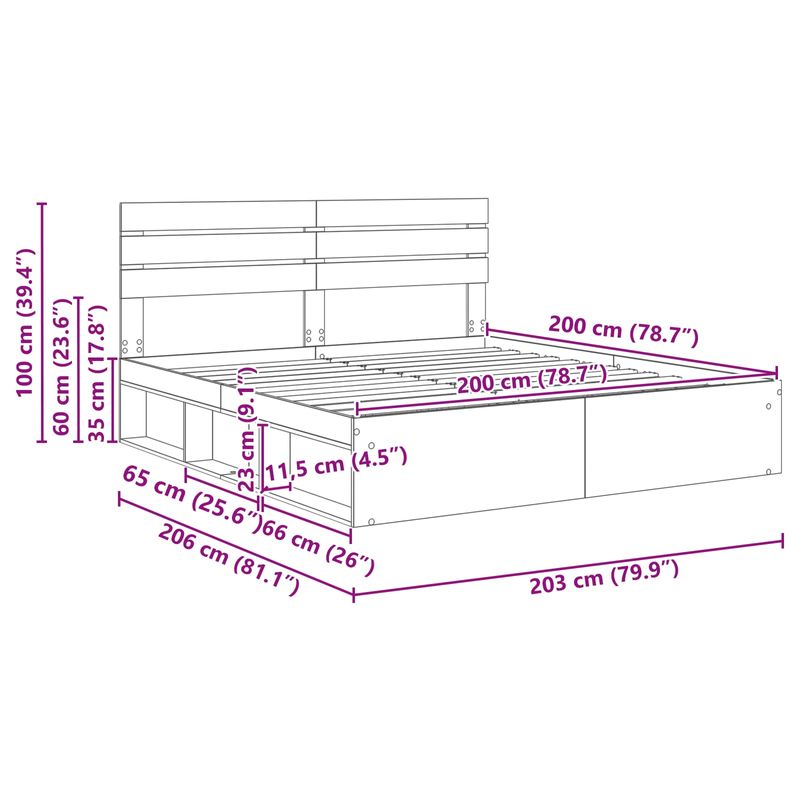 Casa si Gradina - Mobilier - Paturi si accesorii - Paturi - Cadru de pat cu headboard Negru 200 x 200 cm Lemn de pin masiv - Infinity.ro