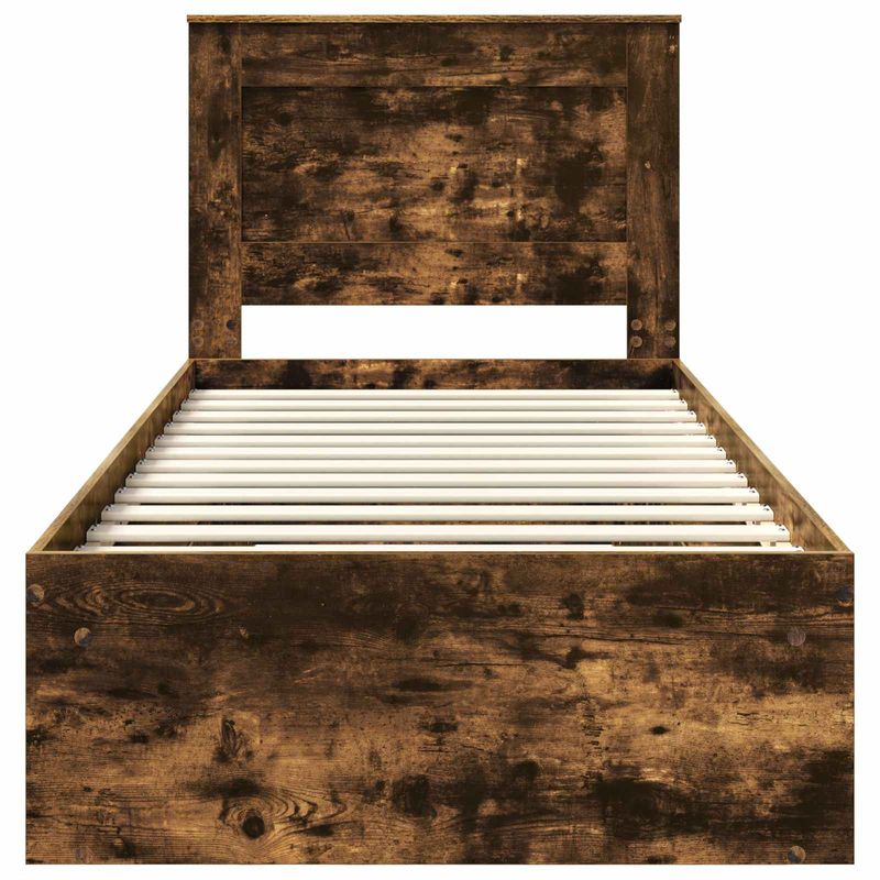 Casa si Gradina - Mobilier - Paturi si accesorii - Paturi - Cadru de pat Stejar fumuriu 100 x 200 cm Lemn de pin masiv - Infinity.ro