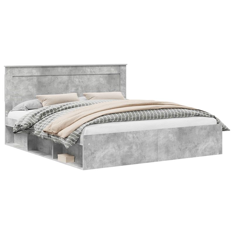Casa si Gradina - Mobilier - Paturi si accesorii - Paturi - Cadru de pat cu headboard Beton 180 x 200 cm Lemn de pin masiv - Infinity.ro