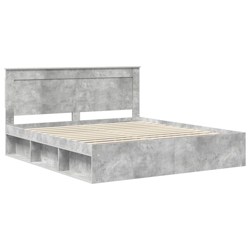 Casa si Gradina - Mobilier - Paturi si accesorii - Paturi - Cadru de pat cu headboard Beton 180 x 200 cm Lemn de pin masiv - Infinity.ro