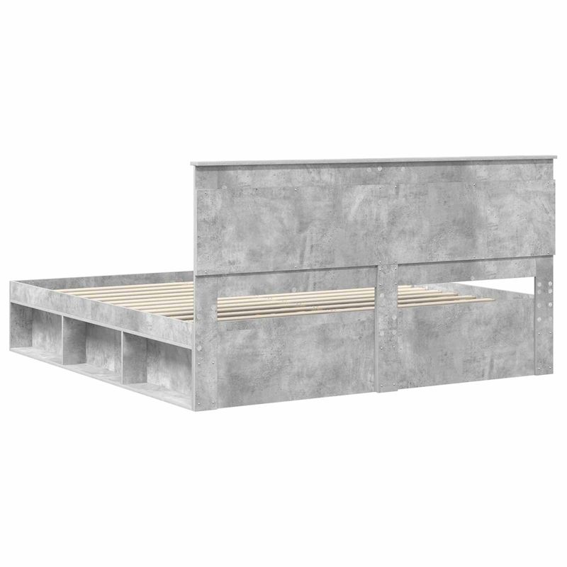 Casa si Gradina - Mobilier - Paturi si accesorii - Paturi - Cadru de pat cu headboard Beton 180 x 200 cm Lemn de pin masiv - Infinity.ro