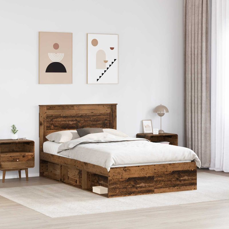 Casa si Gradina - Mobilier - Paturi si accesorii - Paturi - Cadru de pat Lemn vechi 135 x 190 cm Lemn de pin masiv - Infinity.ro