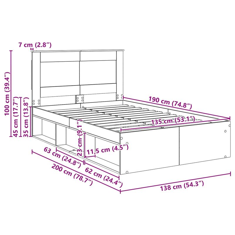 Casa si Gradina - Mobilier - Paturi si accesorii - Paturi - Cadru de pat Lemn vechi 135 x 190 cm Lemn de pin masiv - Infinity.ro
