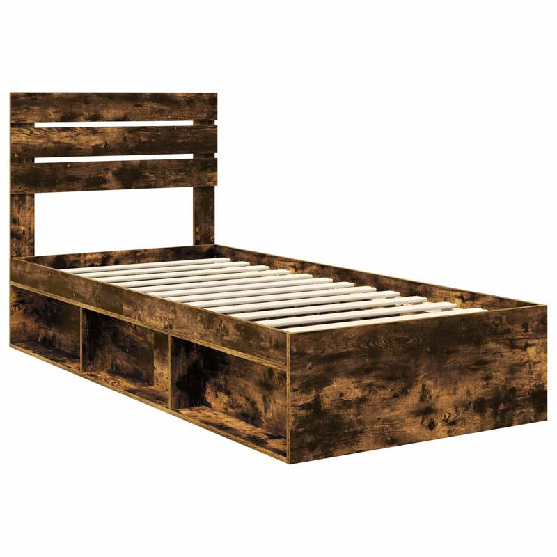Casa si Gradina - Mobilier - Paturi si accesorii - Paturi - Cadru de pat Stejar fumuriu 90 x 190 cm Lemn de pin masiv - Infinity.ro