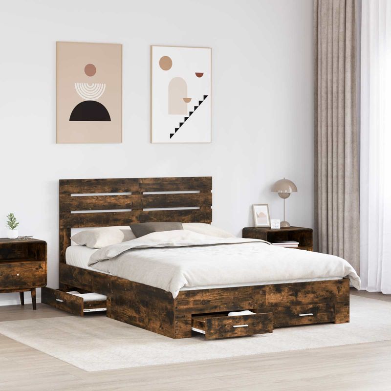 Casa si Gradina - Mobilier - Paturi si accesorii - Paturi - Cadru de pat cu sertar cu headboard cu depozitare Lemn compozit - Infinity.ro