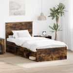 Casa si Gradina - Mobilier - Paturi si accesorii - Paturi - Cadru de pat Stejar fumuriu 90 x 200 cm Lemn de pin masiv - Infinity.ro