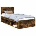 Casa si Gradina - Mobilier - Paturi si accesorii - Paturi - Cadru de pat Stejar fumuriu 90 x 200 cm Lemn de pin masiv - Infinity.ro