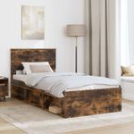 Casa si Gradina - Mobilier - Paturi si accesorii - Paturi - Cadru de pat Stejar fumuriu 90 x 200 cm Lemn de pin masiv - Infinity.ro