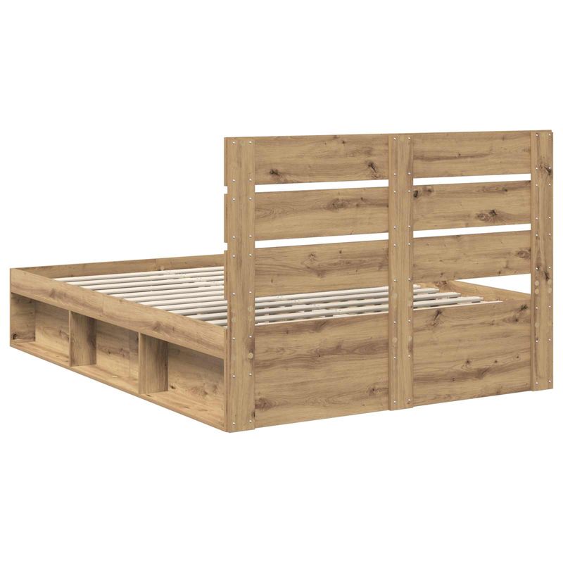 Casa si Gradina - Mobilier - Paturi si accesorii - Paturi - Cadru de pat Stejar artizanal 140 x 190 cm Lemn de pin masiv - Infinity.ro