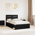 Casa si Gradina - Mobilier - Paturi si accesorii - Paturi - Cadru de pat cu headboard Negru 135 x 190 cm Lemn de pin masiv - Infinity.ro