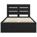Casa si Gradina - Mobilier - Paturi si accesorii - Paturi - Cadru de pat cu headboard Negru 135 x 190 cm Lemn de pin masiv - Infinity.ro