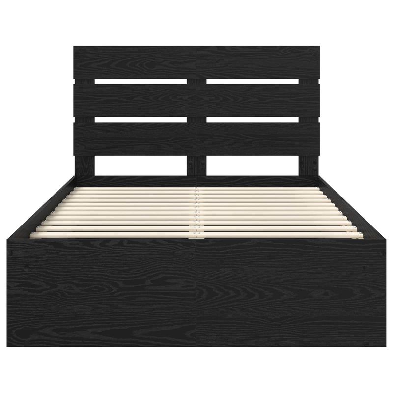 Casa si Gradina - Mobilier - Paturi si accesorii - Paturi - Cadru de pat cu headboard Negru 135 x 190 cm Lemn de pin masiv - Infinity.ro