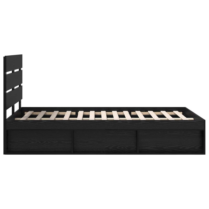 Casa si Gradina - Mobilier - Paturi si accesorii - Paturi - Cadru de pat cu headboard Negru 135 x 190 cm Lemn de pin masiv - Infinity.ro