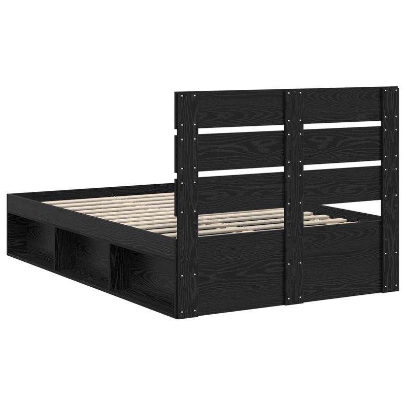 Casa si Gradina - Mobilier - Paturi si accesorii - Paturi - Cadru de pat cu headboard Negru 135 x 190 cm Lemn de pin masiv - Infinity.ro