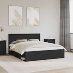 Casa si Gradina - Mobilier - Paturi si accesorii - Paturi - Cadru de pat cu headboard Negru 160 x 200 cm Lemn de pin masiv - Infinity.ro