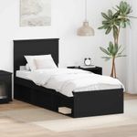 Casa si Gradina - Mobilier - Paturi si accesorii - Paturi - Cadru de pat cu headboard Negru 75 x 190 cm Lemn de pin masiv - Infinity.ro