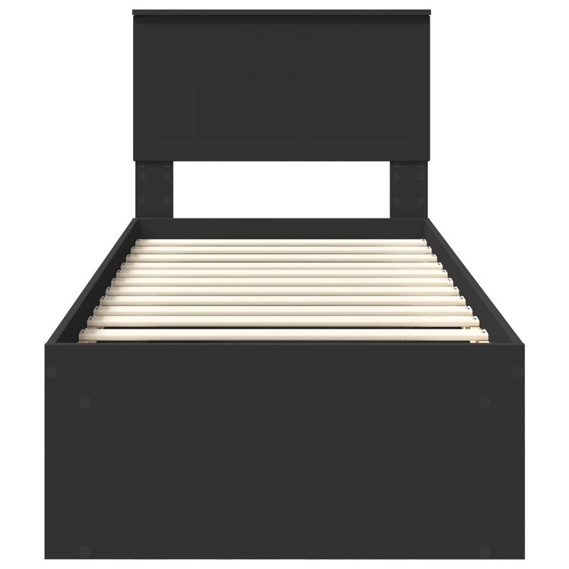 Casa si Gradina - Mobilier - Paturi si accesorii - Paturi - Cadru de pat cu headboard Negru 75 x 190 cm Lemn de pin masiv - Infinity.ro