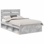 Casa si Gradina - Mobilier - Paturi si accesorii - Paturi - Cadru de pat cu headboard Beton 120 x 190 cm Lemn de pin masiv - Infinity.ro