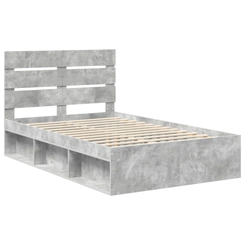 Casa si Gradina - Mobilier - Paturi si accesorii - Paturi - Cadru de pat cu headboard Beton 120 x 190 cm Lemn de pin masiv - Infinity.ro