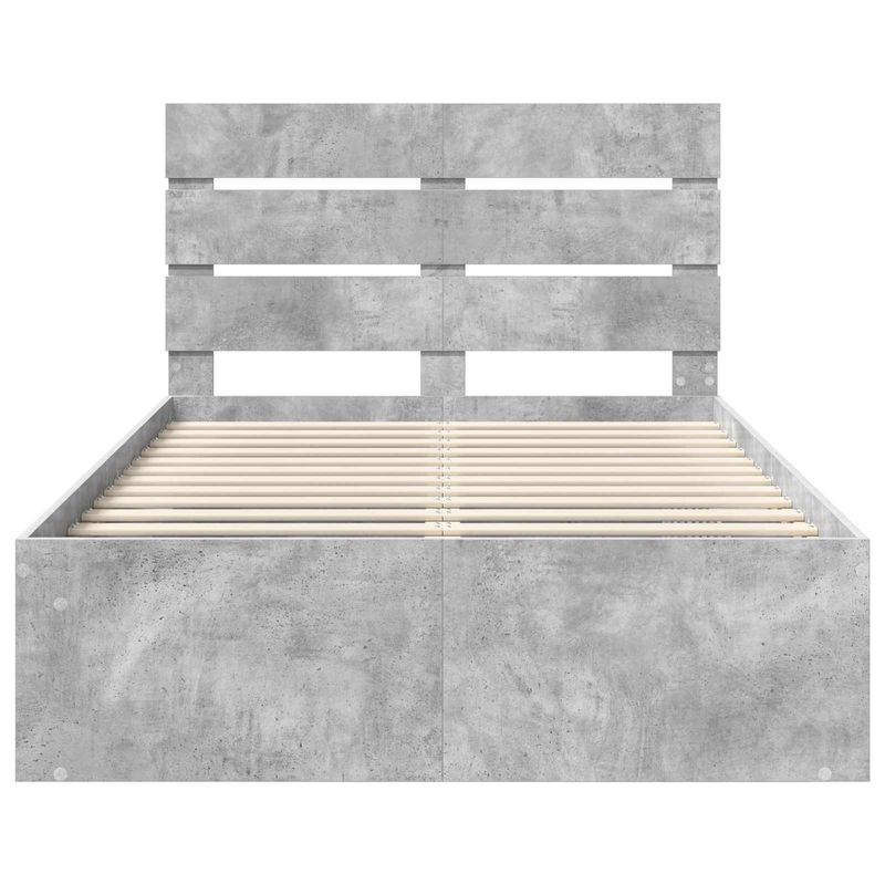 Casa si Gradina - Mobilier - Paturi si accesorii - Paturi - Cadru de pat cu headboard Beton 120 x 190 cm Lemn de pin masiv - Infinity.ro