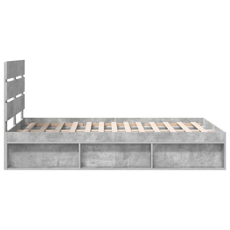 Casa si Gradina - Mobilier - Paturi si accesorii - Paturi - Cadru de pat cu headboard Beton 120 x 190 cm Lemn de pin masiv - Infinity.ro