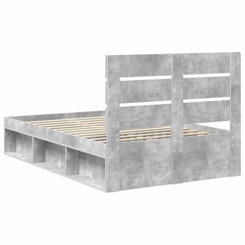 Casa si Gradina - Mobilier - Paturi si accesorii - Paturi - Cadru de pat cu headboard Beton 120 x 190 cm Lemn de pin masiv - Infinity.ro