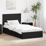 Casa si Gradina - Mobilier - Paturi si accesorii - Paturi - Pat cu storage cu headboard Negru 100 x 200 cm Lemn compozit - Infinity.ro
