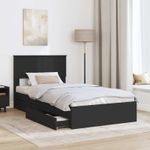 Casa si Gradina - Mobilier - Paturi si accesorii - Paturi - Pat cu storage cu headboard Negru 100 x 200 cm Lemn compozit - Infinity.ro