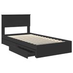 Casa si Gradina - Mobilier - Paturi si accesorii - Paturi - Pat cu storage cu headboard Negru 100 x 200 cm Lemn compozit - Infinity.ro