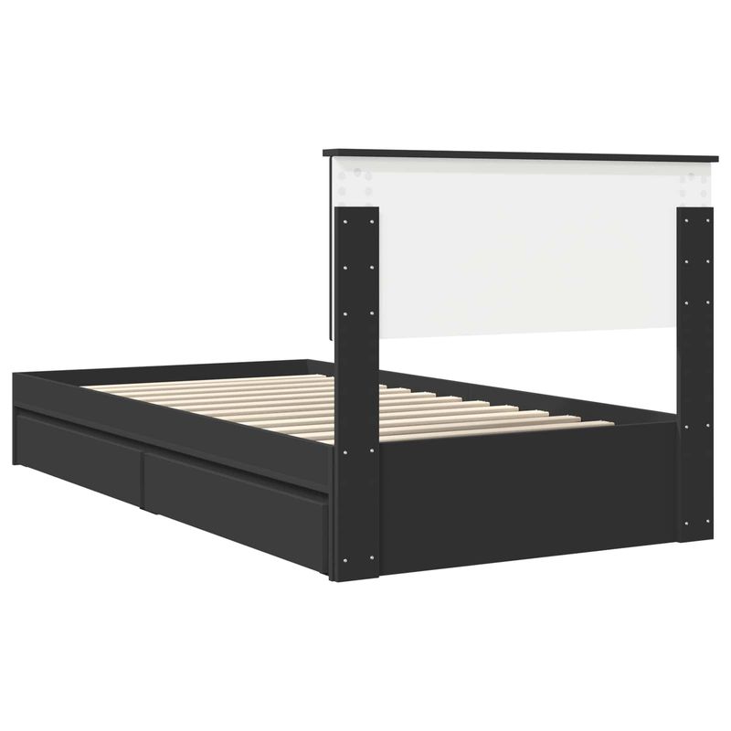 Casa si Gradina - Mobilier - Paturi si accesorii - Paturi - Pat cu storage cu headboard Negru 100 x 200 cm Lemn compozit - Infinity.ro