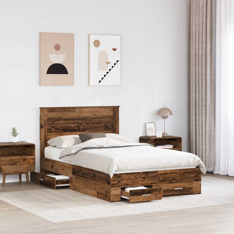 Casa si Gradina - Mobilier - Paturi si accesorii - Paturi - Cadru de pat cu sertar cu headboard cu depozitare Lemn compozit - Infinity.ro