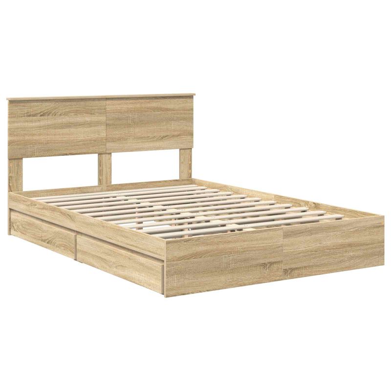 Casa si Gradina - Mobilier - Paturi si accesorii - Paturi - Pat cu storage Stejar Sonoma 140 x 190 cm Lemn compozit - Infinity.ro