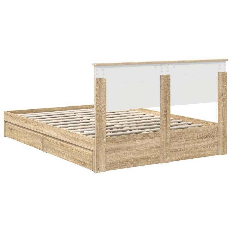 Casa si Gradina - Mobilier - Paturi si accesorii - Paturi - Pat cu storage Stejar Sonoma 140 x 190 cm Lemn compozit - Infinity.ro