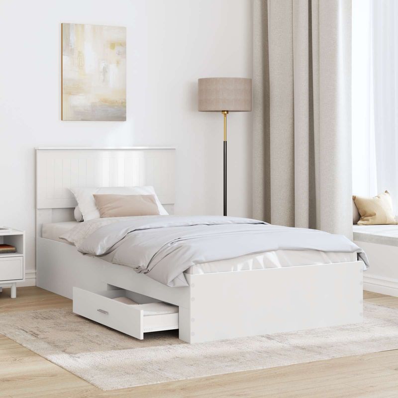 Casa si Gradina - Mobilier - Paturi si accesorii - Paturi - Cadru de pat cu headboard Alb 100 x 200 cm Lemn compozit - Infinity.ro