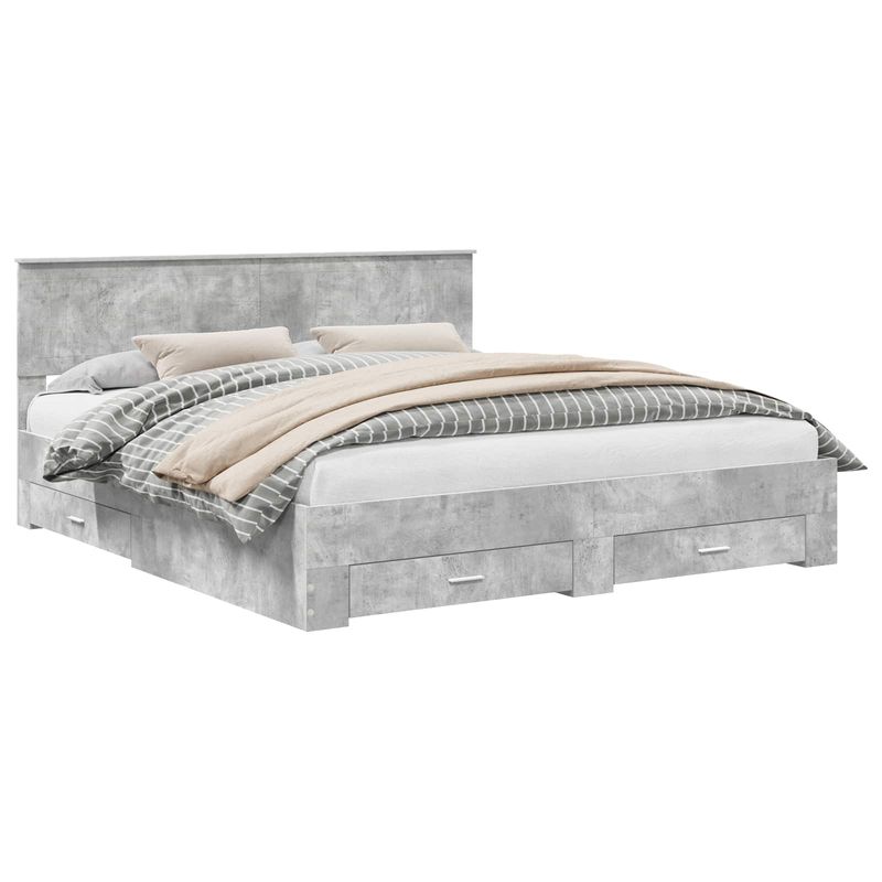 Casa si Gradina - Mobilier - Paturi si accesorii - Paturi - Cadru de pat cu sertar Gri din beton 180 x 200 cm Lemn compozit - Infinity.ro