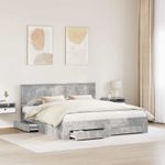 Casa si Gradina - Mobilier - Paturi si accesorii - Paturi - Cadru de pat cu sertar Gri din beton 180 x 200 cm Lemn compozit - Infinity.ro