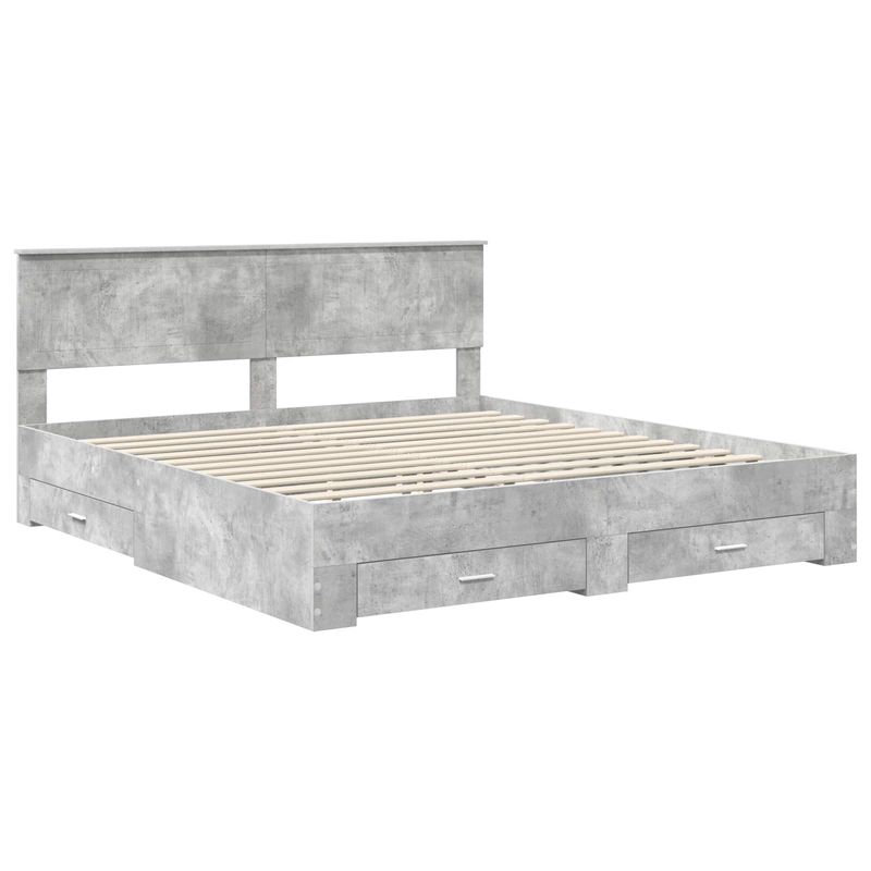 Casa si Gradina - Mobilier - Paturi si accesorii - Paturi - Cadru de pat cu sertar Gri din beton 180 x 200 cm Lemn compozit - Infinity.ro
