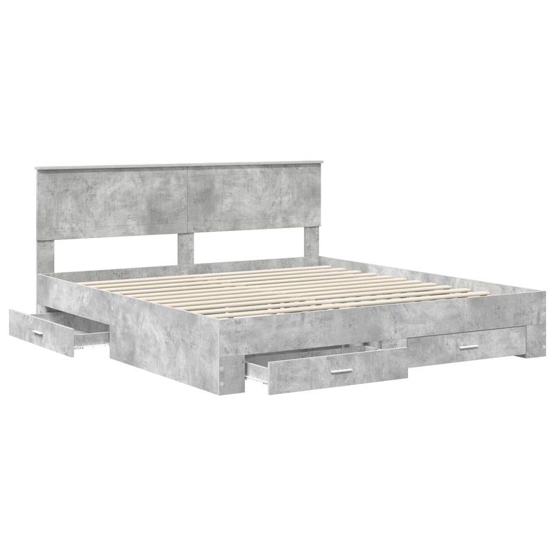 Casa si Gradina - Mobilier - Paturi si accesorii - Paturi - Cadru de pat cu sertar Gri din beton 180 x 200 cm Lemn compozit - Infinity.ro