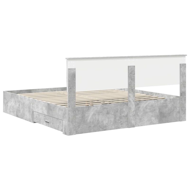 Casa si Gradina - Mobilier - Paturi si accesorii - Paturi - Cadru de pat cu sertar Gri din beton 180 x 200 cm Lemn compozit - Infinity.ro