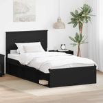 Casa si Gradina - Mobilier - Paturi si accesorii - Paturi - Cadru de pat cu headboard Negru 100 x 200 cm Lemn de pin masiv - Infinity.ro