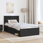 Casa si Gradina - Mobilier - Paturi si accesorii - Paturi - Cadru de pat cu headboard Negru 100 x 200 cm Lemn de pin masiv - Infinity.ro