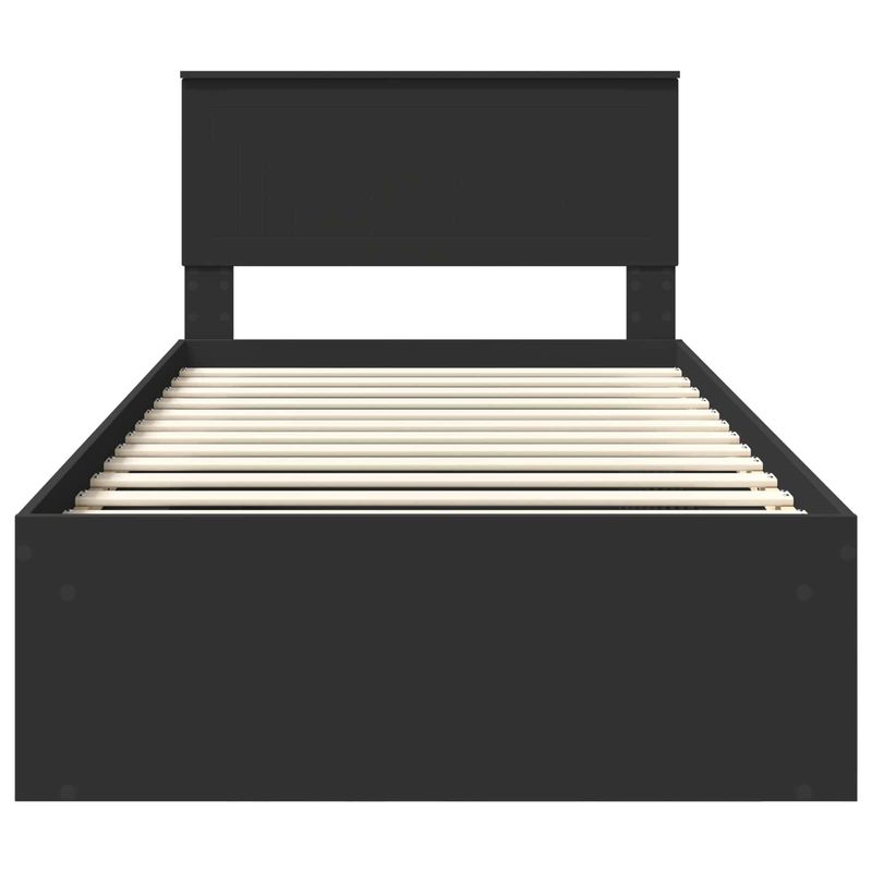 Casa si Gradina - Mobilier - Paturi si accesorii - Paturi - Cadru de pat cu headboard Negru 100 x 200 cm Lemn de pin masiv - Infinity.ro