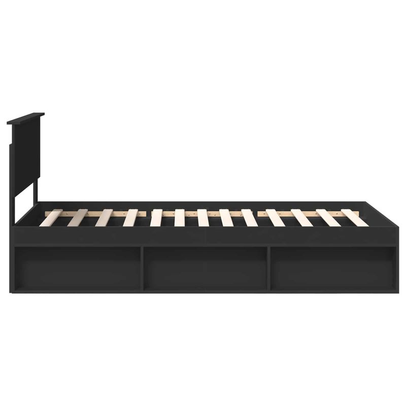 Casa si Gradina - Mobilier - Paturi si accesorii - Paturi - Cadru de pat cu headboard Negru 100 x 200 cm Lemn de pin masiv - Infinity.ro