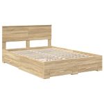 Casa si Gradina - Mobilier - Paturi si accesorii - Paturi - Cadru de pat cu sertar Stejar Sonoma 140 x 190 cm Lemn compozit - Infinity.ro