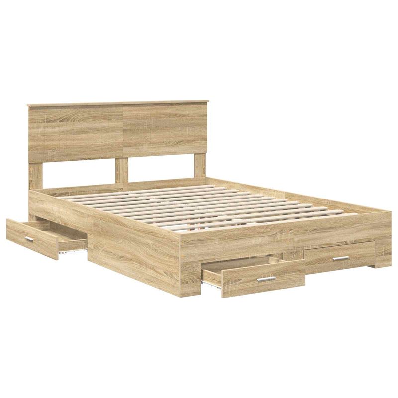 Casa si Gradina - Mobilier - Paturi si accesorii - Paturi - Cadru de pat cu sertar Stejar Sonoma 140 x 190 cm Lemn compozit - Infinity.ro