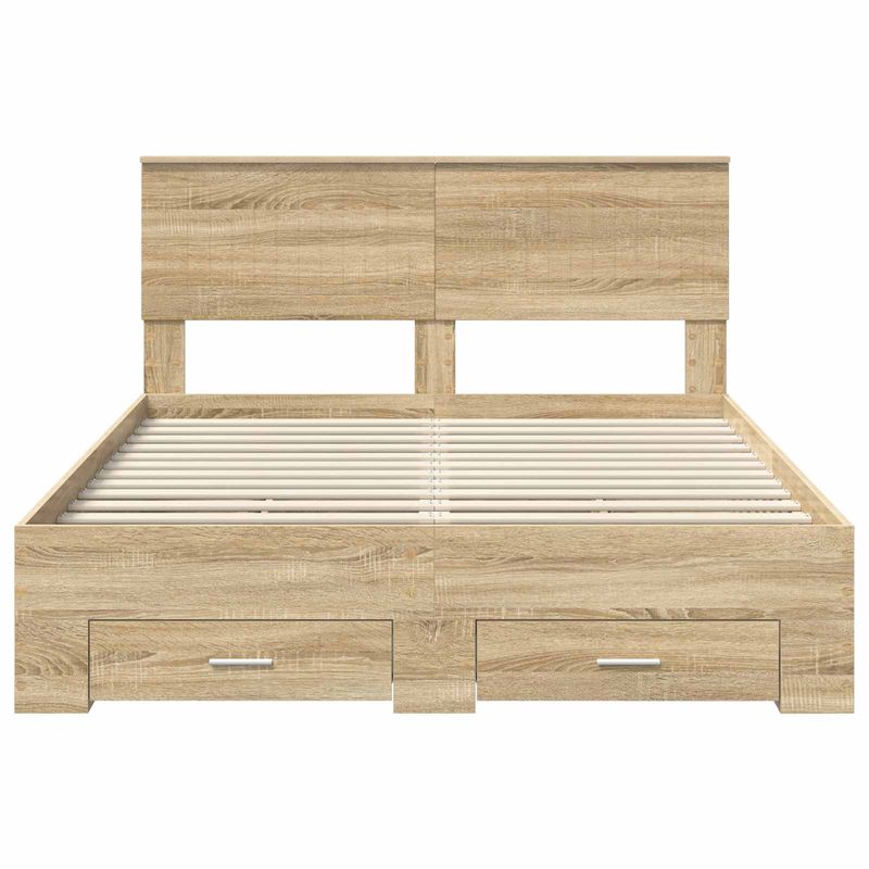 Casa si Gradina - Mobilier - Paturi si accesorii - Paturi - Cadru de pat cu sertar Stejar Sonoma 140 x 190 cm Lemn compozit - Infinity.ro