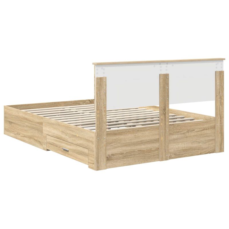Casa si Gradina - Mobilier - Paturi si accesorii - Paturi - Cadru de pat cu sertar Stejar Sonoma 140 x 190 cm Lemn compozit - Infinity.ro