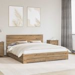 Casa si Gradina - Mobilier - Paturi si accesorii - Paturi - Cadru de pat Stejar Artizanal 180 x 200 cm Lemn compozit - Infinity.ro